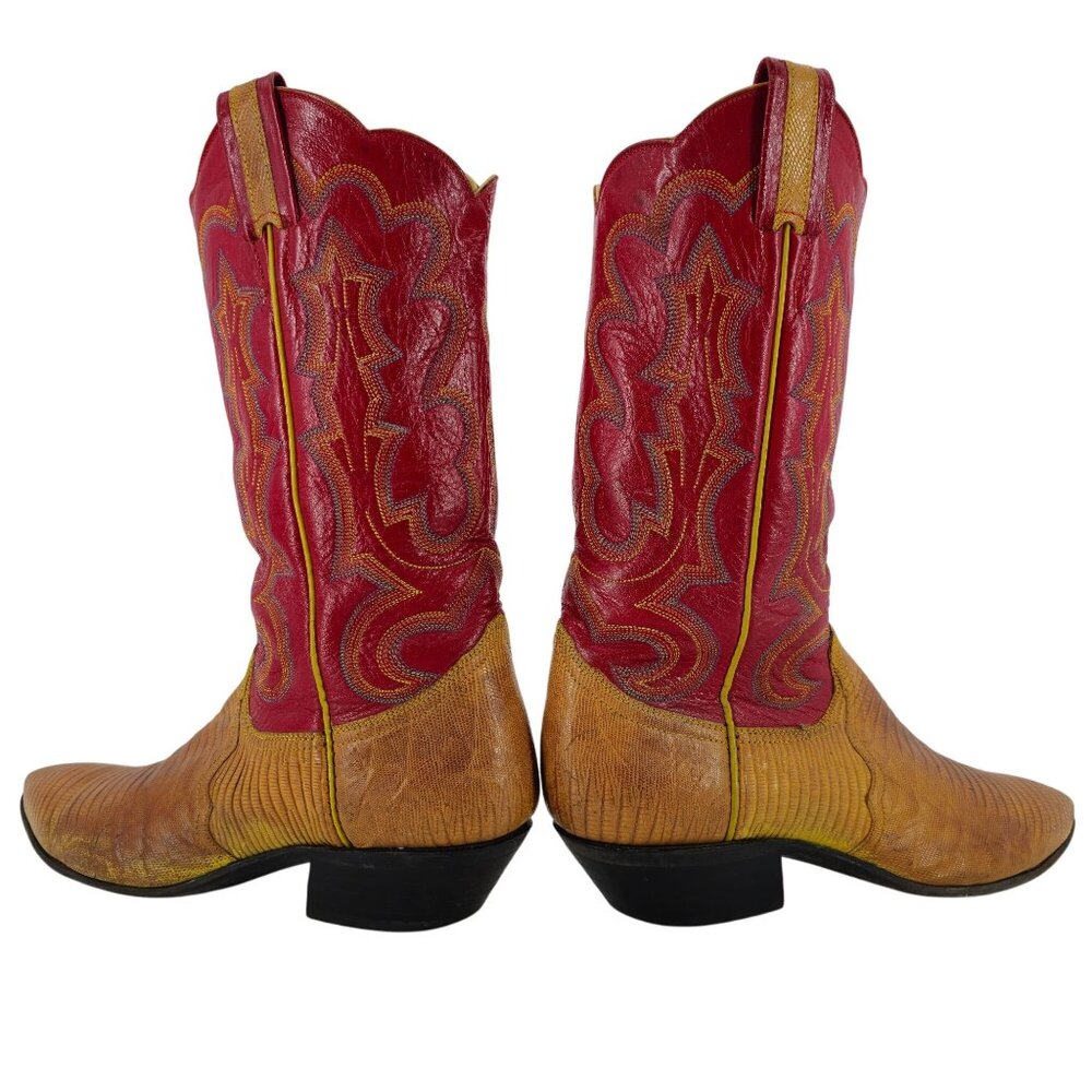Stunning Womens 8C Smiths Aspen Honey Brown Lizard Cowboy Western Boots Exotic - Picture 4 of 16